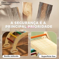 AIYAPLAY Triângulo de Escalada de Madeira 5 em 1 Escada para Crianças de 18-48 Meses com Rampa e Arco de Escalada 178x64,5x63 cm Multicor(m-5)