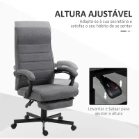 Vinsetto Cadeira de Escritório Giratória Reclinável com Altura Ajustável e Apoio para os Pés Retrátil 68x67x106-114 cm Cinza(m-4)