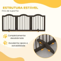 PawHut Barreira de Segurança Dobrável para Cães Pequenos Barreira de Proteção para Animais de Estimação 154,5x29,5x61 cm Marrom Escuro(m-7)
