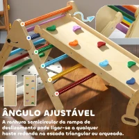 AIYAPLAY Triângulo de Escalada de Madeira 5 em 1 Escada para Crianças de 18-48 Meses com Rampa e Arco de Escalada 178x64,5x63 cm Multicor(m-6)