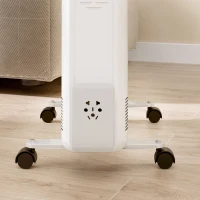 HOMCOM Aquecedor a Óleo Silencioso 2500W com Temperatura Ajustável 3 Ajustes de Aquecimento para 25 m² 29x49x62 cm Branco(m-9)