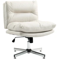 HOMCOM Cadeira de Escritório com Altura Ajustável Função Basculante Base Cruzada e Assento Amplo Cadeira para Estúdio 65x65x84-94 cm Cinza Claro(m-11)