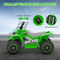 AIYAPLAY Elektrisch Quad Bike voor Kinderen, op batterijen, voor- en achteruitrijfunctie, LED-lampjes, 18-36 Maanden, Groen(m-4)