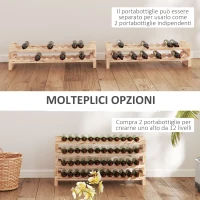 HOMCOM Portabottiglie in Legno di Pino, Cantinetta Vini con 4 Ripiani per 48 Bottiglie, 114x28x56.5 cm, Colore Legno(m-4)