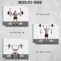 HOMCOM Heavy Duty Weight Bar Barbell Squat Stand Barbell Rack Spotter, for Home, Gym - Black(m-4)