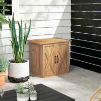 Outsunny Armário de Jardim Abrigo de Madeira para Exterior com 2 Portas Magnéticas Abrigo para Ferramentas 77x55x72 cm Marrom(m-2)