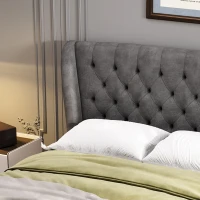 3FT Single Upholstered Storage Bed with 4 Drawers, Soft Backrest, Metal Frame, 204L x 101W x 106H cm, Gray(m-8)