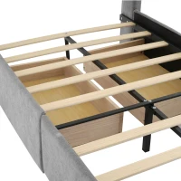 3FT Single Upholstered Storage Bed with 4 Drawers, Soft Backrest, Metal Frame, 204L x 101W x 106H cm, Gray(m-10)