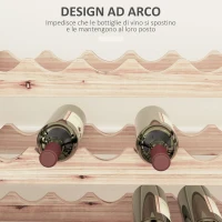 HOMCOM Portabottiglie in Legno di Pino, Cantinetta Vini con 4 Ripiani per 48 Bottiglie, 114x28x56.5 cm, Colore Legno(m-5)