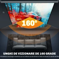 HOMCOM Ecran de Proiecție de 120 inch cu Telecomandă, Suprafață de Proiecție din Plastic și Metal, 236,5x8x236,5 cm, Alb(m-5)