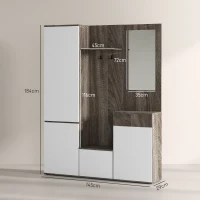 HOMCOM Mobilier 4 în 1 cu Oglindă, Cuiere și Rafturi Interioare Reglabile, Mobilier Multifuncțional, 145x29x184 cm, Negru(m-3)