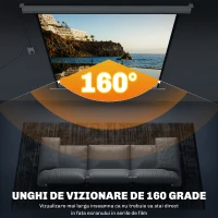 Homcom Ecran Proiectie Rulant 85″ cu Telecomanda 176x176 cm – Alb(m-5)