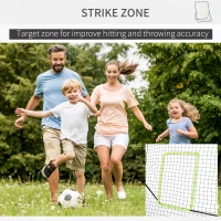 HOMCOM Plasă Rebounder Pliabilă pentru Fotbal și Baseball cu 21 de Corzi și Zonă de Precizie, 123x90x174 cm, Negru(m-4)