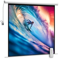 HOMCOM Ecran Proiector de 92 Inch cu Telecomandă, Pânză de Proiector Rulabilă din Plastic și Metal, 189,5x8x189,5 cm, Alb(m-10)