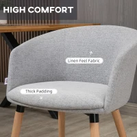 HOMCOM Fotoliu Modern cu Spătar și Brațe Capitonate, Fotoliu din Material Textil cu Efect de In, 57x56x72 cm, Gri Deschis(m-4)