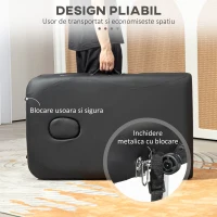 Homcom Pat Masaj Profesional Pliabil – Aluminiu, Reglabil 215×60 cm(m-7)