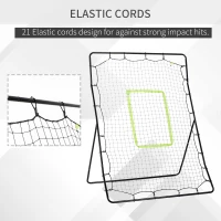 HOMCOM Plasă Rebounder Pliabilă pentru Fotbal și Baseball cu 21 de Corzi și Zonă de Precizie, 123x90x174 cm, Negru(m-6)