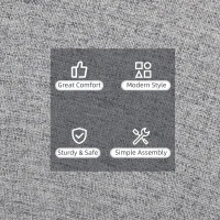 HOMCOM Fotoliu Modern cu Spătar și Brațe Capitonate, Fotoliu din Material Textil cu Efect de In, 57x56x72 cm, Gri Deschis(m-6)