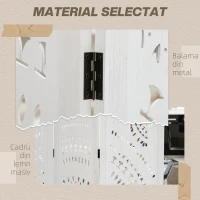 HOMCOM Paravan Interior cu 3 Panouri, Separator Pliabil de Interior, din Lemn Cioplit, 120x170 cm, Alb(m-5)