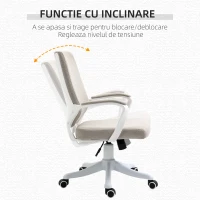 Vinsetto Scaun Birou Ergonomic cu Înălțime Reglabilă, Pivotant la 360° și Legănare, 62x69x92-100 cm, Bej(m-5)