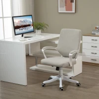 Vinsetto Scaun Birou Ergonomic cu Înălțime Reglabilă, Pivotant la 360° și Legănare, 62x69x92-100 cm, Bej(m-2)