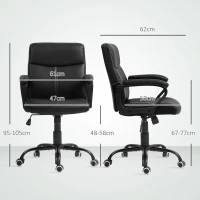 HOMCOM Scaun Ergonomic de Birou cu Funcție de Înclinare și Înălțime Reglabilă, 61x62x95-105 cm, Negru(m-3)