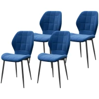 HOMCOM Set of Four Velvet Relaxed Tub Dining Chairs - Dark Blue(m-11)