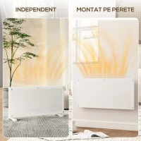 HOMCOM Aerotermă Electrică cu Temperatură Reglabilă, Termostat și Protecție la Supraîncălzire, 87x21,5x44,5 cm, Alb(m-7)