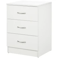 HOMCOM Mesa de Cabeceira Moderna Mesa de Cabeceira com 3 Gavetas e Puxadores de Alumínio para Dormitório 40x35x58 cm Branco(m-11)