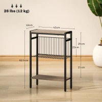 HOMCOM Three Shelf Industrial Side Table, Grey(m-3)