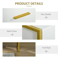 HOMCOM Set of Two Elegant Bedside Tables - White/Gold-Tone(m-6)