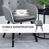 HOMCOM Eetkamerstoelen met Aantrekkelijk Design, Metalen Structuur, Houten Poten, Grijs, 120 kg Draagvermogen(m-6)
