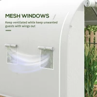 Outsunny 296 x 196cm Steel Frame Polytunnel Greenhouse - White(m-6)