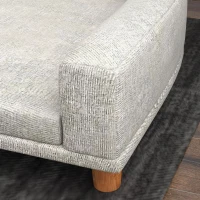 PawHut Sofa dla Dużych Psów do 30 kg, z Wyściełaną Poduszką, Nogami z Drewna Sosnowego, 98 x 67 x 25 cm, Szara(m-8)