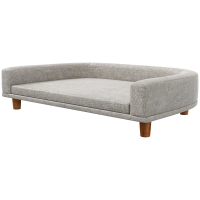 PawHut Sofa dla Dużych Psów do 30 kg, z Wyściełaną Poduszką, Nogami z Drewna Sosnowego, 98 x 67 x 25 cm, Szara