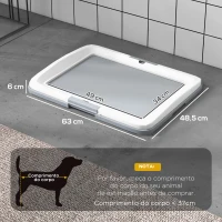 PawHut Tabuleiro para Resguardos de Cães Sanita para Cães com Bandeja para Treino em Exterior e Interior 63x48,5x6 cm Cinza(m-3)