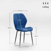 HOMCOM Set of Four Velvet Relaxed Tub Dining Chairs - Dark Blue(m-3)