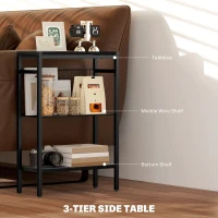 HOMCOM Three Shelf Industrial Side Table, Black(m-4)