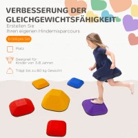 AIYAPLAY Balansstapstenen voor Kinderen, 6 Delig, Antislip, Obstakelstenen voor Motorische Ontwikkeling, Kunststof, Kleurrijk(m-4)