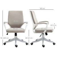 Vinsetto Scaun Birou Ergonomic cu Înălțime Reglabilă, Pivotant la 360° și Legănare, 62x69x92-100 cm, Bej(m-3)