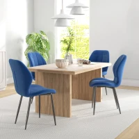 HOMCOM Set of Four Velvet Relaxed Tub Dining Chairs - Dark Blue(m-2)