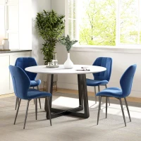 HOMCOM Set of Four Velvet Relaxed Tub Dining Chairs - Dark Blue(m-10)