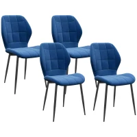 HOMCOM Set of Four Velvet Relaxed Tub Dining Chairs - Dark Blue(m-1)