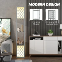 HOMCOM Floor Lamp with Shelves, Dual Light, Modern Tall Standing Lamps, with Pull Chain Switch (Bulb not Included), Light Grey(m-5)