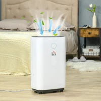 HOMCOM 16L/Day Portable Dehumidifier for Home, with LED Screen, Sleep Mode, 24H Timer, Electric Air Dehumidifier for Damp Laundry Bedroom Basement(m-14)