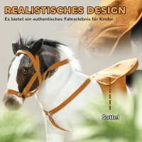 AIYAPLAY Schommelpaard met Geluidseffecten, Zacht Vacht, Voor 3-8 Jaar, 85 x 28 x 60 cm, Bruin/Cremewit(m-4)