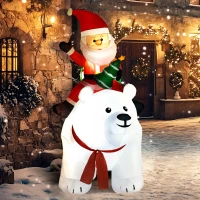 Outsunny 6.6ft Inflatable Santa Riding Polar Bear Decoration(m-2)
