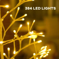 HOMCOM Brad Artificial de Crăciun cu 384 Lumini LED Albe și Crengi Pliabile din PP și Oțel, Ø20x180 cm, Alb(m-4)