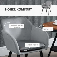 HOMCOM Eetkamerstoelen met Aantrekkelijk Design, Metalen Structuur, Houten Poten, Grijs, 120 kg Draagvermogen(m-7)
