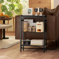 HOMCOM Three Shelf Industrial Side Table, Black(m-7)